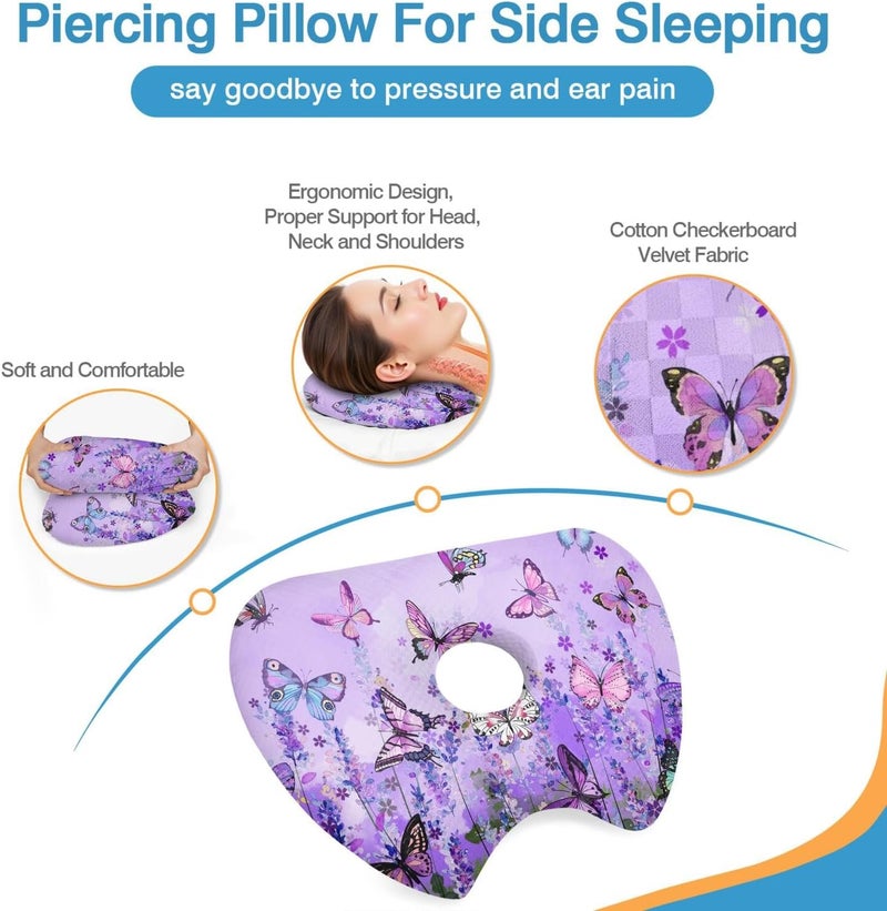 BVOKQUC Ear Piercing Pillow for Side Sleepers Pillows with Holes for Ear Pain,Donut Pillow for Ear Side Sleeping Pillow for Adults CNH Ear Pain Relief Pressure Sores Ear Pillow with Hole in Center - Image 5